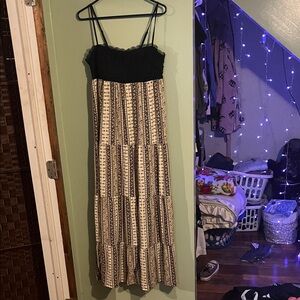 No Boundaries Black and Tan Patterned Maxi Dress